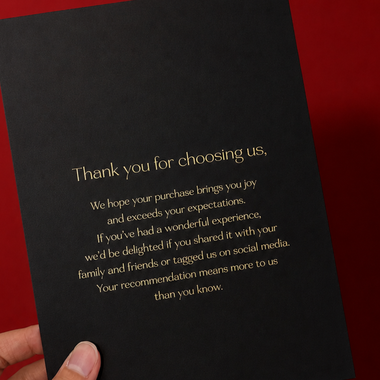 standard thank you card with foil stamping standard thank you card with foil stamping